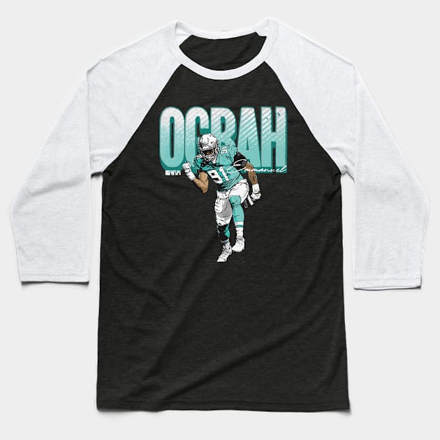 Emmanuel Ogbah Miami Bold Baseball T-Shirt by MASTER_SHAOLIN